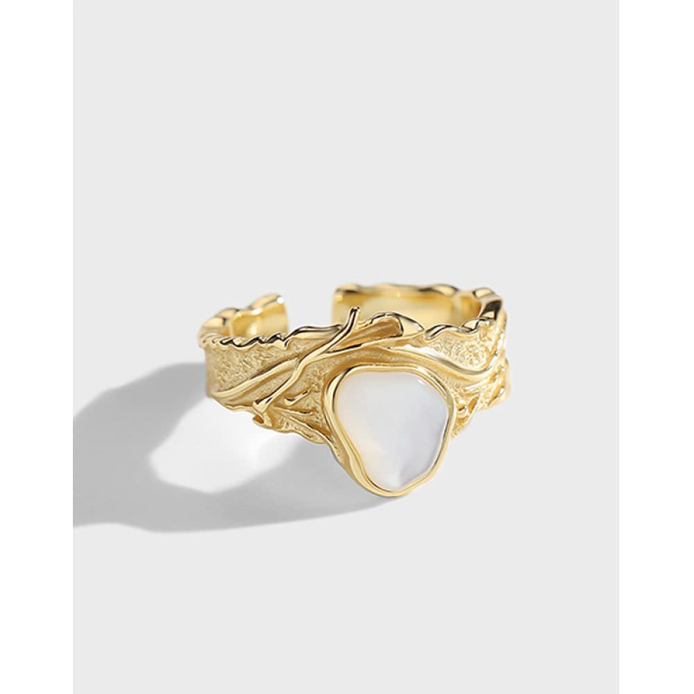 Anello In Argento 925 Da Donna,Anello Grosso Regolabile Per Le Donne Conchiglie In Argento Sterling 925 Micro Pavé Di Anelli Di Nocche Placcati In Oro Da Sposa Gioielli Per L'Eternità Regali Per R