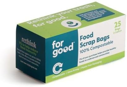 For G​ood Bags Trash 3 Gallon Compostable 25 Count Pack of 6
