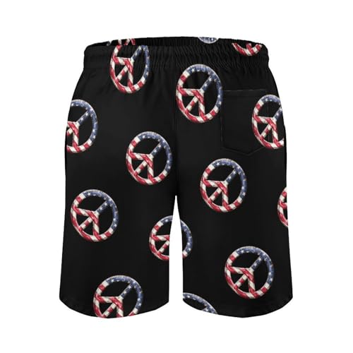 USA Flag Peace Sign Mens Swim Trunks Quick Dry Board Shorts Beach Swimwear Bathing Suits3
