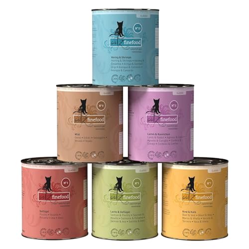 catz finefood Classic Collection Katzenfutter nass Mix-Paket - Gourmet Nassfutter für Ihre Katze ohne Zucker & Getreide, glutenfrei - mit hohem Fleischanteil, Made in Germany (6 x 800g Dosen)