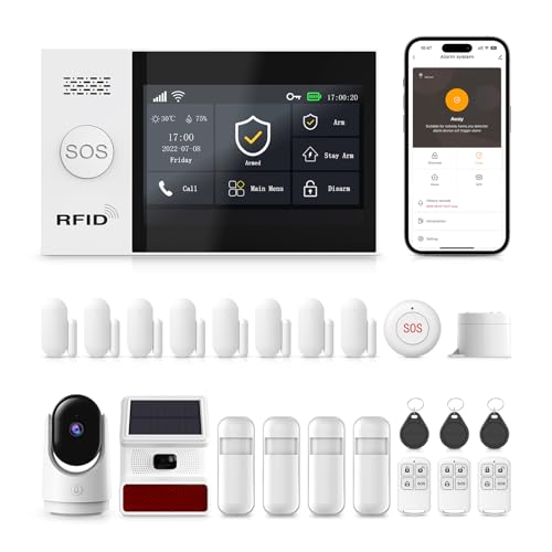 XNY 4.3'' Schermo Tattile Completo Allarme Casa Senza Fili con Telecamera, Allarme Casa 4G/WiFi, Antifurto Casa Wireless con APP, Sirena Esterna, Sensore di movimento, Sensore Porta, Telecomando