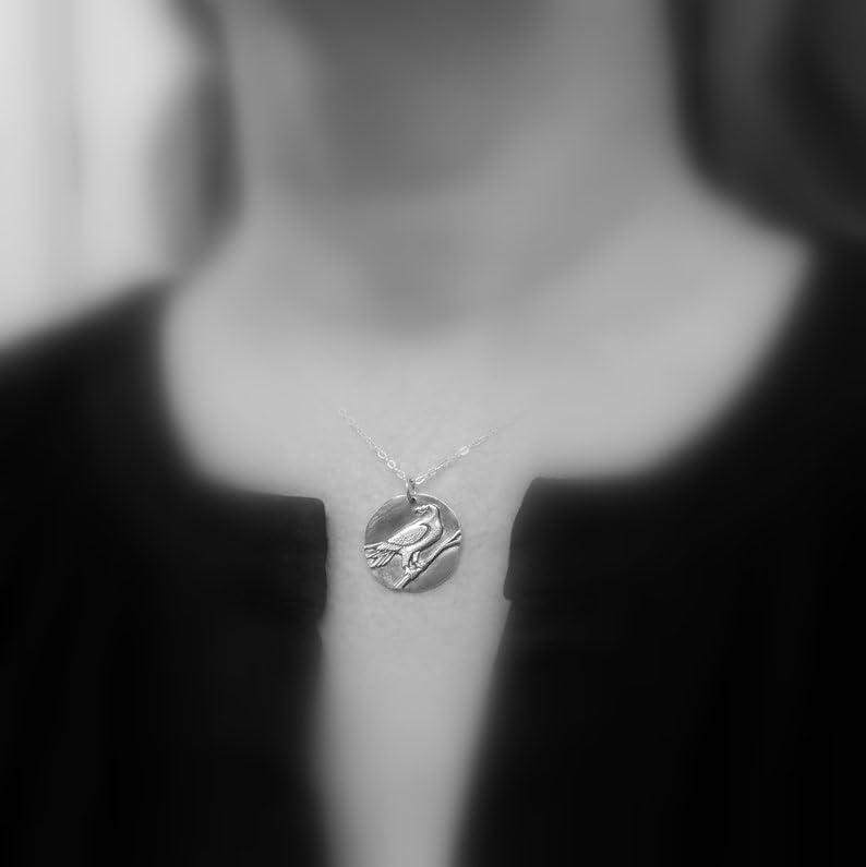Collana in argento sterling 925 con falco. Piccolo uccello rapace, regalo di laurea, ciondolo rustico con spirito animale, simbolo di saggezza, visione e forza | con catena da 18 pollici | placcato