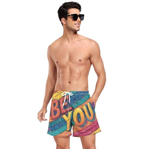 Yuiboo A Pride Month Men Swim Trunks Mens 2 in 1 Running Shorts with Compression Liner and Pockets Swimming Board Shorts Quick Dry Elastic Multi