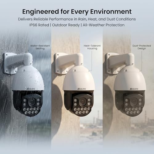 Image of Golens V64H 5MP PTZ IP Security Camera 20X Zoom, 360 Pan 93 Tilt, Auto Tracking, Dual Light Full Color Night Vision, Two-Way Audio, IP66 Outdoor Dome CCTV Camera with SD Card & POE Support