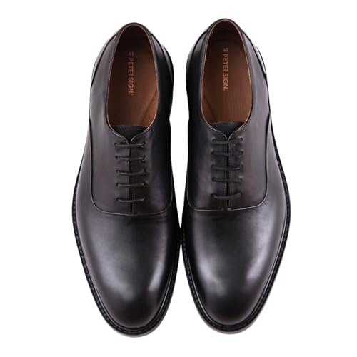 Dress Shoes for Men | Genuine Leather Brown Dress Shoes for Men Oxford Style Lace-Up Closure Rubber Sole2