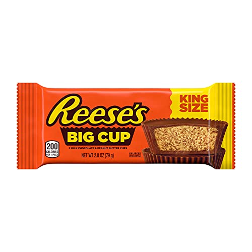REESE S BIG CUP Milk Chocolate Peanut Butter Cups Candy, Gluten Free, 2.8 oz King Size Pack (16 Count)
