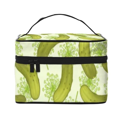 Bolsa de Maquillaje de Viaje para Mujer, Organizador de cosméticos Grande, diseño de pepinillos en vinagre.
