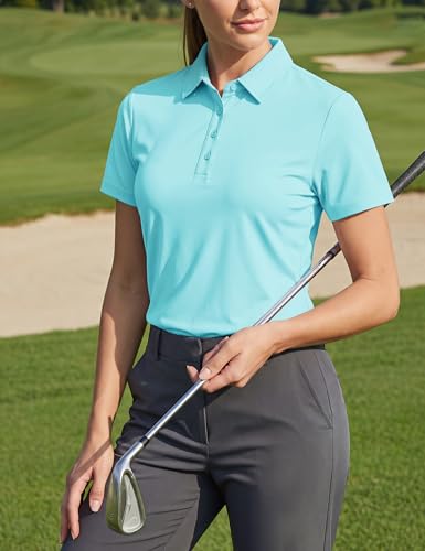 Image of TACVASEN Women's Golf Polo Shirts Short Sleeve UPF 50+ Sun Protection Golf Shirts for Women Quick Dry Collared Polos