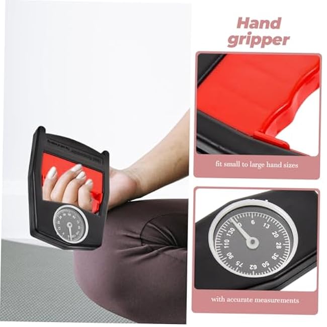 Heavy Duty Hand Grip Strengthener with Mechanical Pointer Finger Exerciser for Men Compact Wrist Trainer for Grip Strength Measurement and Hand Dexterity Improvement Durable Red