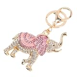 [KESYOO] エレガントなクリスタル象キーホルダー 大ぶり耳チャーム かわいいピンク色 バッグアクセサリー 母の日や特別な贈り物に