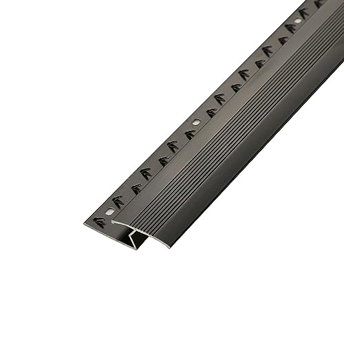 TUJOBA Aluminum Floor Transition Strip, 90cm Carpet to Tile/Laminate/Vinyl Threshold, Cuttable Edge Trim for Home Office (Black)