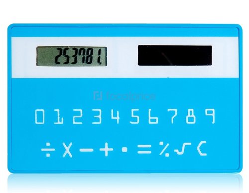 Credit Card Shaped Touch Panel Solar Calculator (Blue)
