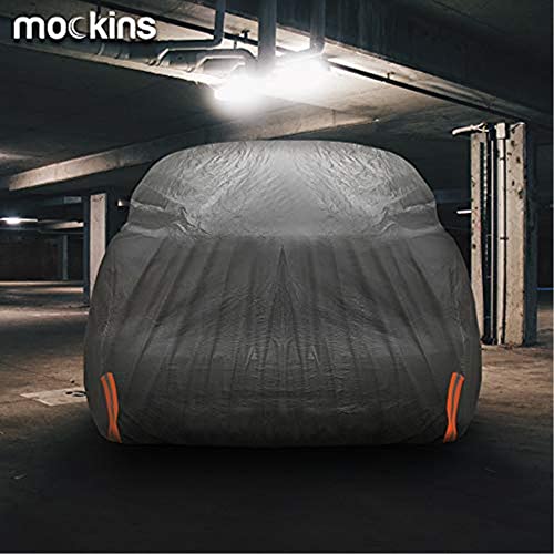 Mockins 190’’X75’’X60’’ Heavy Duty Car Cover Waterproof All Weather |Extra Thick Waterproof Car Cover For Snow,Rain |250G Pvc Cotton Lined Car Covers For Automobiles + Reflective Strips, Mirror Cover #TOP2
