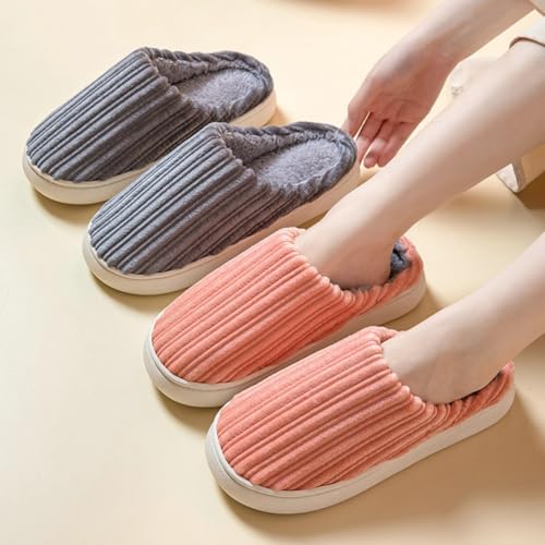 Corduroy Slippers Unisex Winter House Slippers Plush Fuzzy Slipper Corduroy Cotton Slippers Non-Slip Bedroom Slippers Shoes2