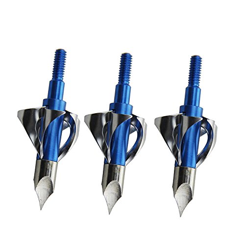 Mangobuy Paquete de 6 Broadheads 100 Grano Caza Jefes de Flecha Tiro con Arco para Arco Compuesto Caza de Ballesta (Azul)
