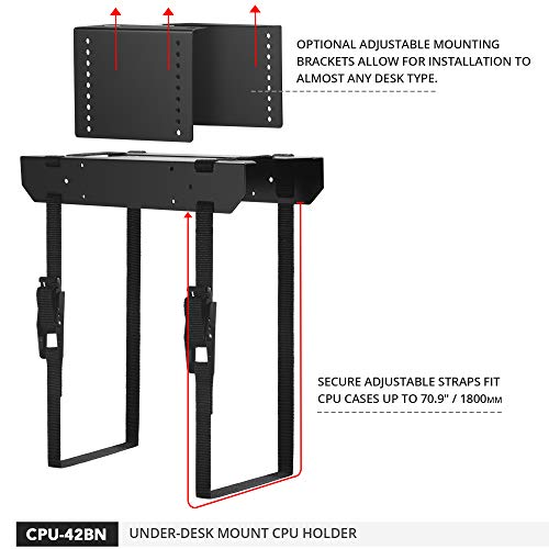Penn Elcom Under-Desk Computer Mount, Adjustable Straps Fit Up To 71 Inches - Pc Tower Holder #TOP2