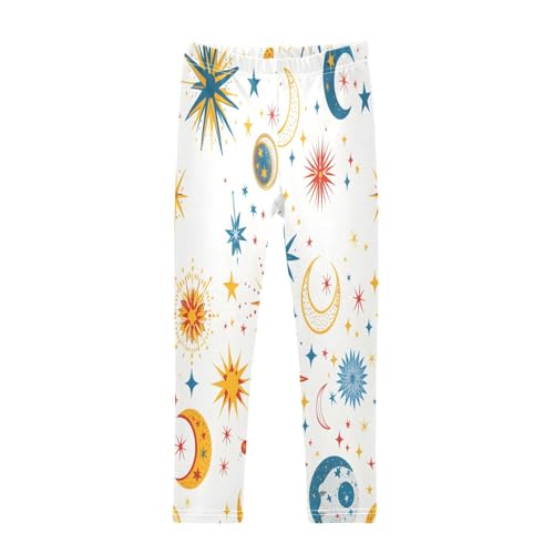 Bolaz Toddler Girls Leggings Printed Yoga Pants Leggings Mystical Stars and Moons for Kids