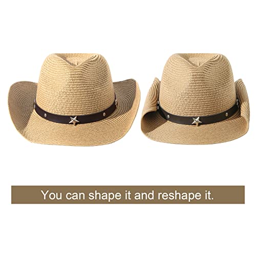 Jastore Kids Toddler Western Cowboy Hat Summer Beach Straw Sun Hat Cowgirl Hat for Girls Boys4