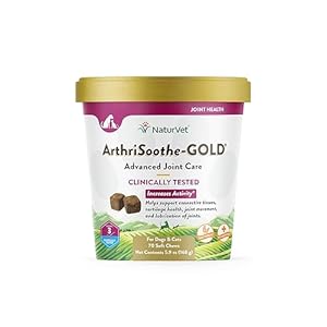 NaturVet Clinically Tested ArthriSoothe-GOLD Level 3 Advanced Joint Care for Dogs and Cats, 70 ct Soft Chews , Made in USA