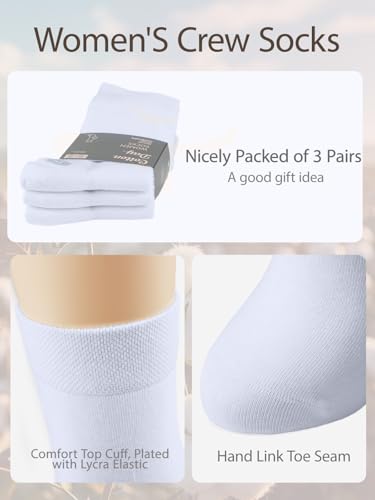 Image of COTTON DAY Women's Soft Combed Cotton Socks Seamless Toe Black White Navy