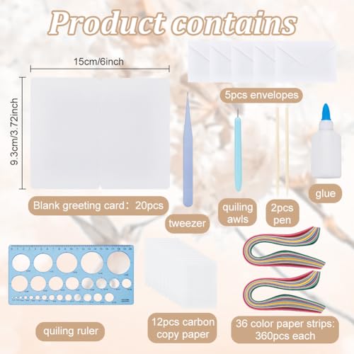 WEBEEDY 20 Sets Paper Quilling Kit 5 Styles Hummingbirds Greeting Card Making kit with Instruction f