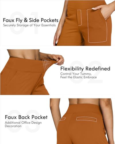 Image of G4Free EverGoing Yoga Pants Women Wide Leg Pants with Pockets High Waist Stretch Dress Casual Sweatpants Petite /Regular /Tall