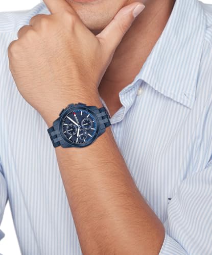 Image of Tommy Hilfiger Men's Blue-Tone Stainless Steel Bracelet Watch, 22 mm