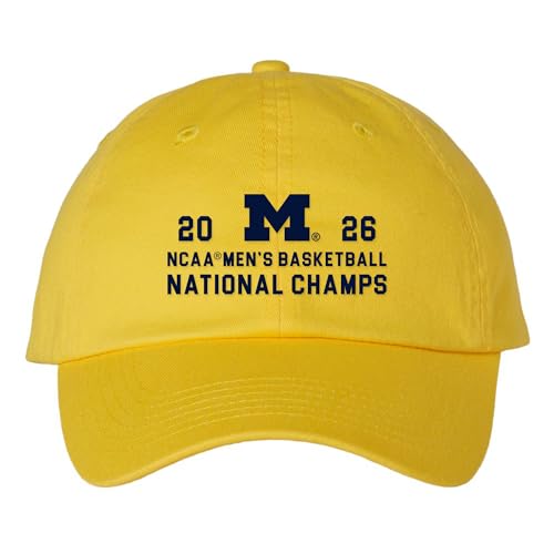 UGP Campus Apparel HT953E - Michigan Wolverines 2026 Basketball National Champions Simple Path - Sports Team Dad Hat - One Size - Yellow