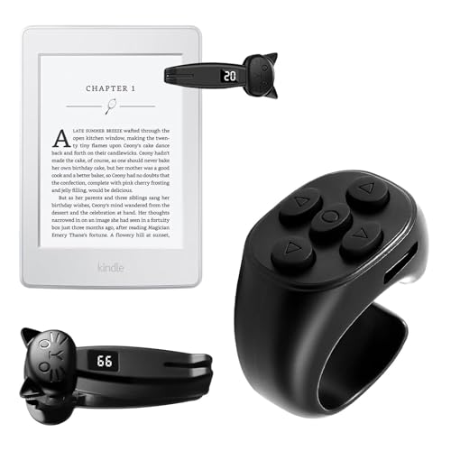 Páginas Bluetooth para Kindle, mando a distancia para iPhone, Android, tableta, forma de gato, clicker para leer, obturador de selfie