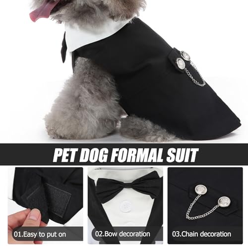 Disfraz formal de esmoquin negro para perros talla L miniatura 3