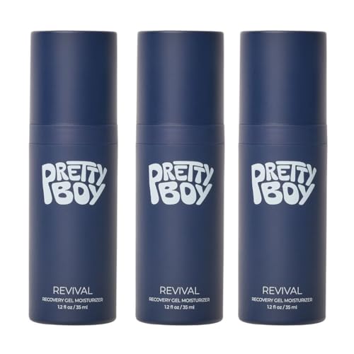 Prettyboy Face Revival Gel Moisturizer For Men - Hydrating Cream That Refreshes Dry Skin Irritation & Redness - Supports Anti Aging & Anti Wrinkle - Fragrance Free - 3 Count