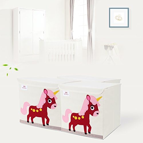 Meshela Unisex-Childrens Cartoon Storage Cube Box Canvas Foldable for Toy Storage Horse