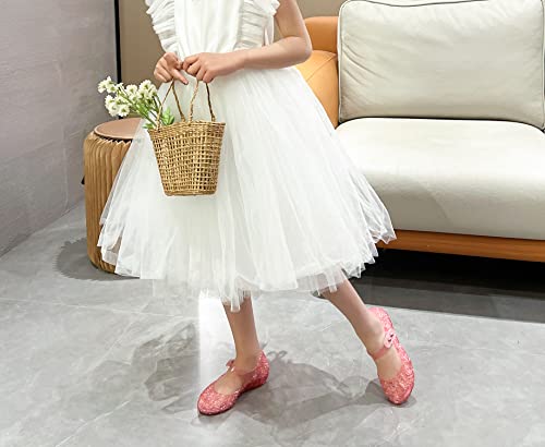 Girls Jelly Shoes, Frozen Inspired Elsa Flats Princess Dress Sandals Toddler Snow Queen Jellies Mary Jane Birthday Cosplay Costumes3