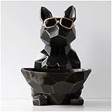 Gafas Perro Escultura Estatua Clave Tazón Artesanía Bandeja Decorativa Adornos, Decoración de Mesa de Café Clave Joyería Bandeja Plato Control Remoto Caja de Almacenamiento Bandejas de Dulces,