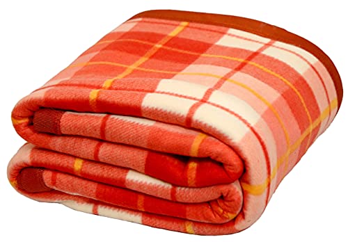 Image of Modern Check All Season Polar Fleece Single Bed Blanket, 60X90 Inches - Red, 300 TC