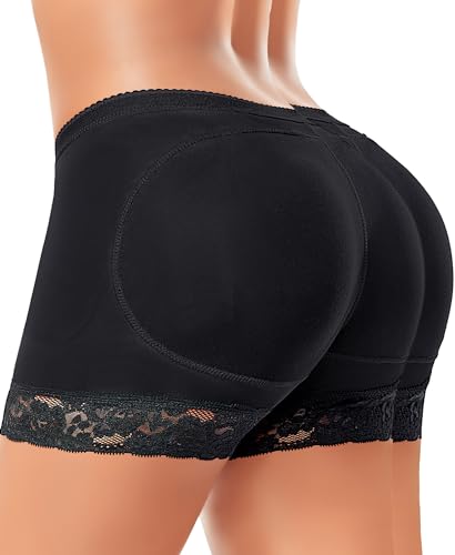 Image of Padded Underwear for Women Butt Pads Shapewear Shorts Booty Padding Lace Panties Butt Lifter Hip Enhancer