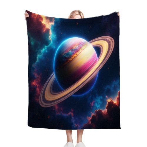 Gumntun Mantas Cama 105-180x220 Planeta Colorido, Suave Cálida Transpirable Manta de Microfibra, Exquisita y Cálida Frazada para Todas Las Estaciones - 180x220 cm