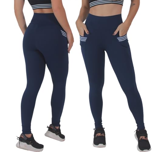 Calça Legging Feminina Poliamida Geladinha Cintura Alta Bolsos Erika (BR, Alfa, G, Regular, Regular, vermelho)