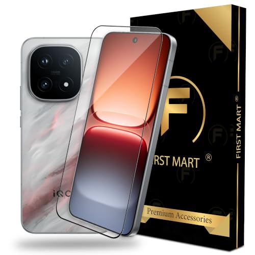 Image of FIRST MART Tempered Glass for iQOO 15, 9H Full-Glue Screen Protector, 3D Edge-to-Edge, HD Clear, Oleophobic, Case-Friendly, Black, Pack of 1