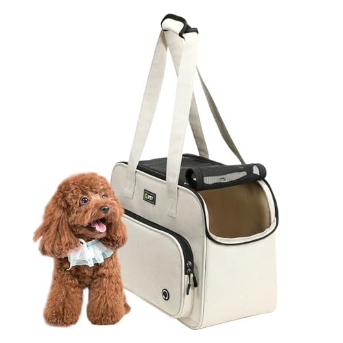 小型犬用キャリーバッグ | ソフトトート 大容量ポケット付き - 携帯可能子犬用旅行ハンドバッグトート - 子猫・ウサギ・猫・動物 旅行・外出・獣医訪問・散歩・公園・日常買い物・車移動 用