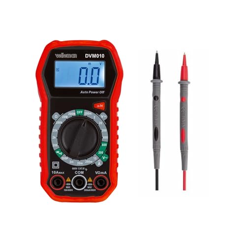 Velleman Multimètre numérique, testeur multifonction, voltmètre, amperemetre, outils et testeurs, multimetre digital, CAT III/600 V, 5 fonctions, idéal...