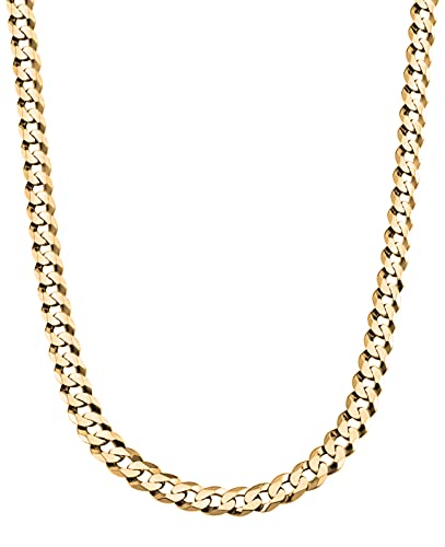 Savlano 14K Gold Plated 925 Sterling Silver 5.5mm Italian Solid Curb Cuban Link Chain Necklace For Men & Women - Made in Italy Comes With a Gift Box