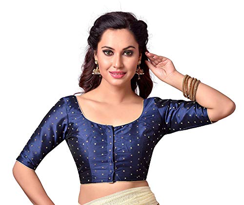 Hiral Designer Mall Choli Top Saree Blouse Indian Silk All Sari Color Matching Blouse Choli (42, Navy Blue)
