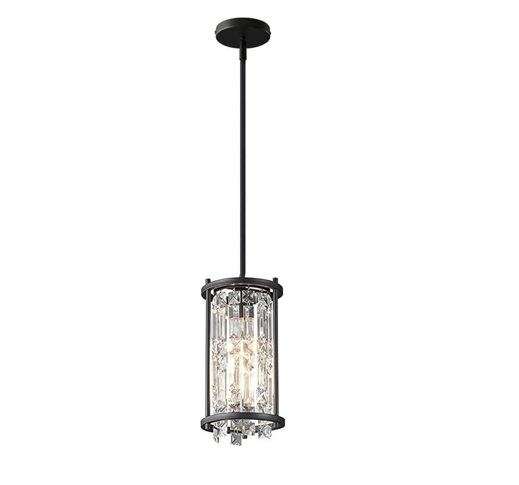 Plafonnier industriel avec lustre suspendu en cristal à hauteur réglable