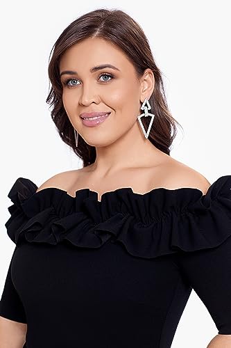 Xscape Women's Plus Size Long Off The Shoulder Ruffle Scuba Crepe Dress3