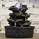 Zen’Light - Zimmerbrunnen Little Rock - Naturwasserfall mit Steineffekt und farbigem LED-Licht - Zen Tischdekoration Ideal für Meditation und Entspannung - Feng-Shui-Objekt Glück - H 23cm
