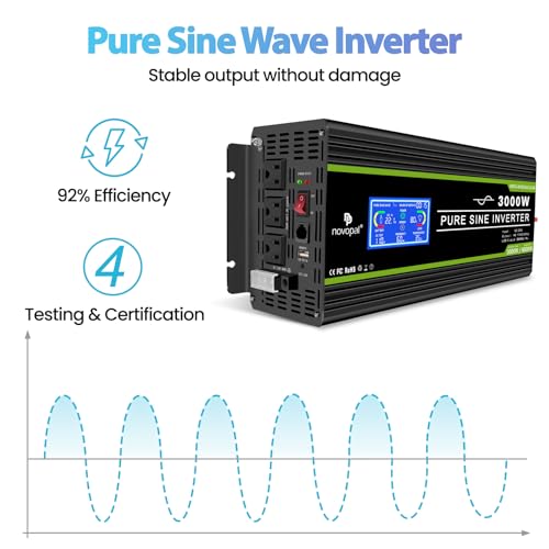 Novopal LCD30US24B 3000 Watt Pure Sine Wave Power Inverter Dc 24V To Ac 110V 120V Rv Inverters thumb #2