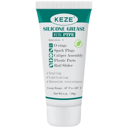 KEZE 92003 Grasa de silicona que contiene PTFE, lubricante a base de teflón, adecuada para sellos de caucho de automoción, juntas tóricas, 28 g
