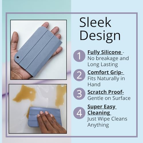 Image of Fully Silicone Squeegee Wiper (3Pcs) | Flexible Non-Scratch Kitchen & Bathroom Cleaning Tool for Water Stains, Glass, Mirrors & Countertops, Natural Grip, Long Life, Home and Car Accessory