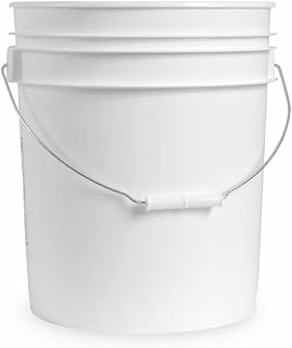 5 Gallon White Plastic Bucket Only - Durable 90 Mil All Purpose Pail - Food Grade Buckets NO LIDS Included - Contains No B...